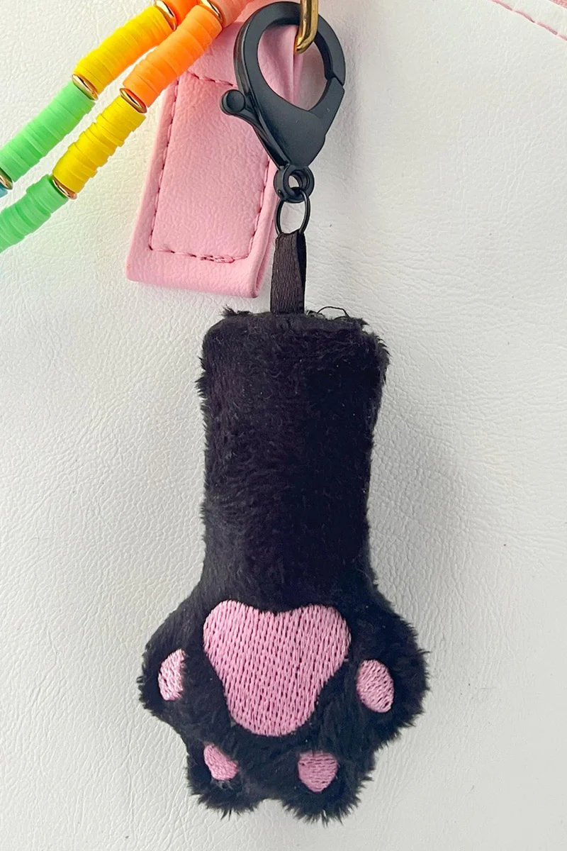Plush Cat Paw Bag Charm Keychain [Black] - Image 2