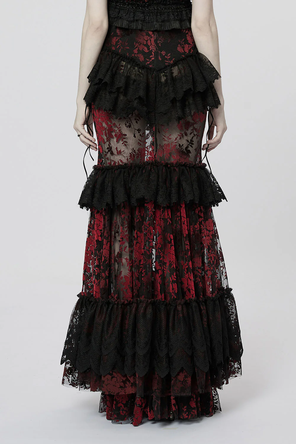 Primrose Mermaid Maxi Skirt [BLACK/RED] - Image 4