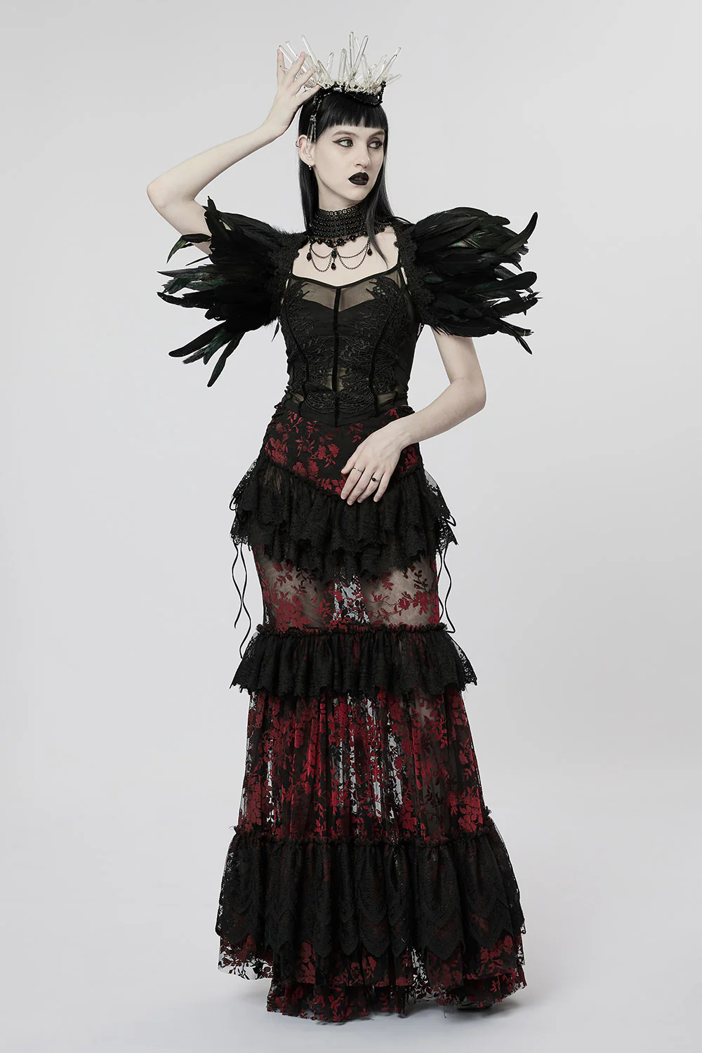 Primrose Mermaid Maxi Skirt [BLACK/RED] - Image 5