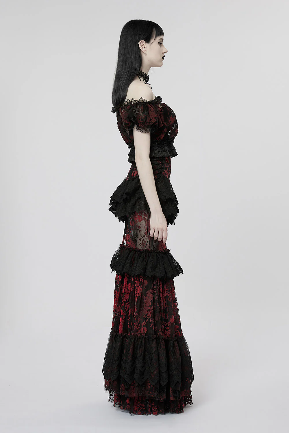 Primrose Mermaid Maxi Skirt [BLACK/RED] - Image 6