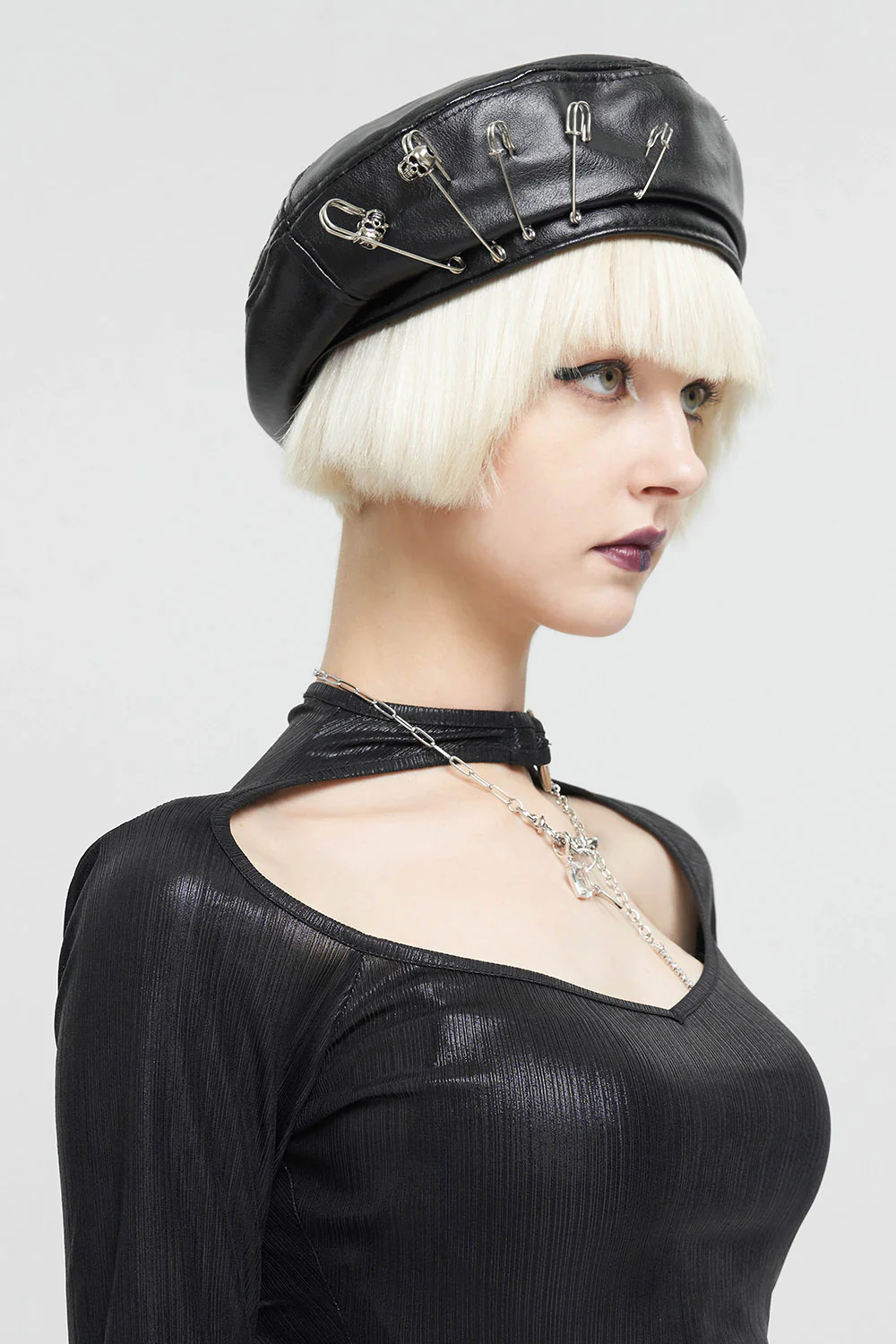 Punk Leather Beret - Image 2