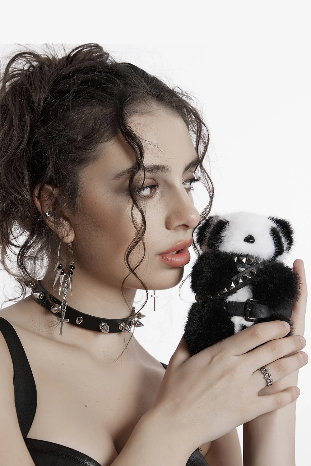 Punk Panda Bear Plush Keychain - Image 2