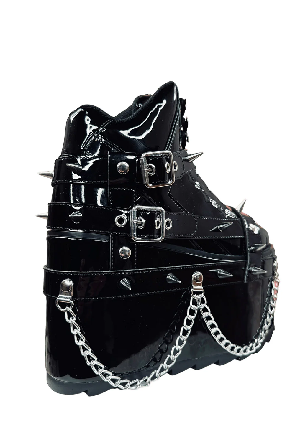 QOZMO BNDG Spike Punk Platforms [Black/Patent Silver] - Image 4