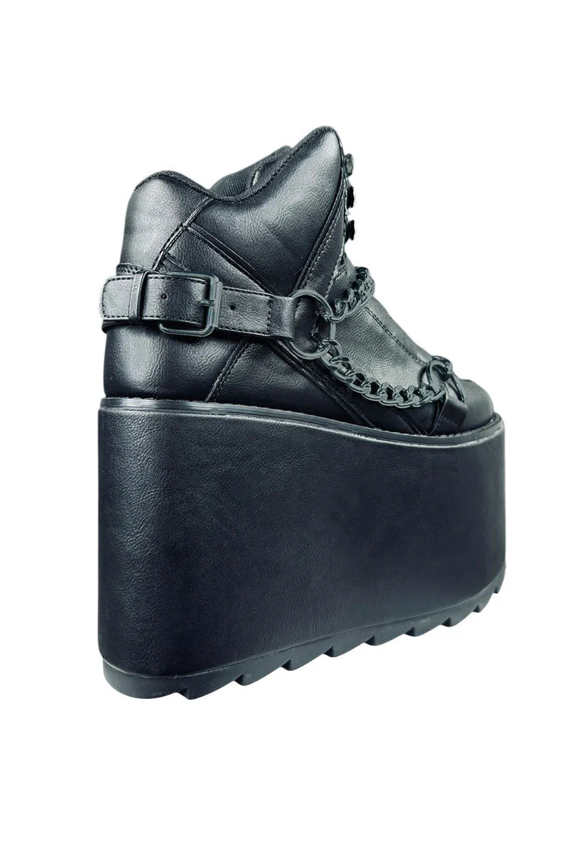 Qozmo Chain Platform Ankle Boots [Black] - Image 5