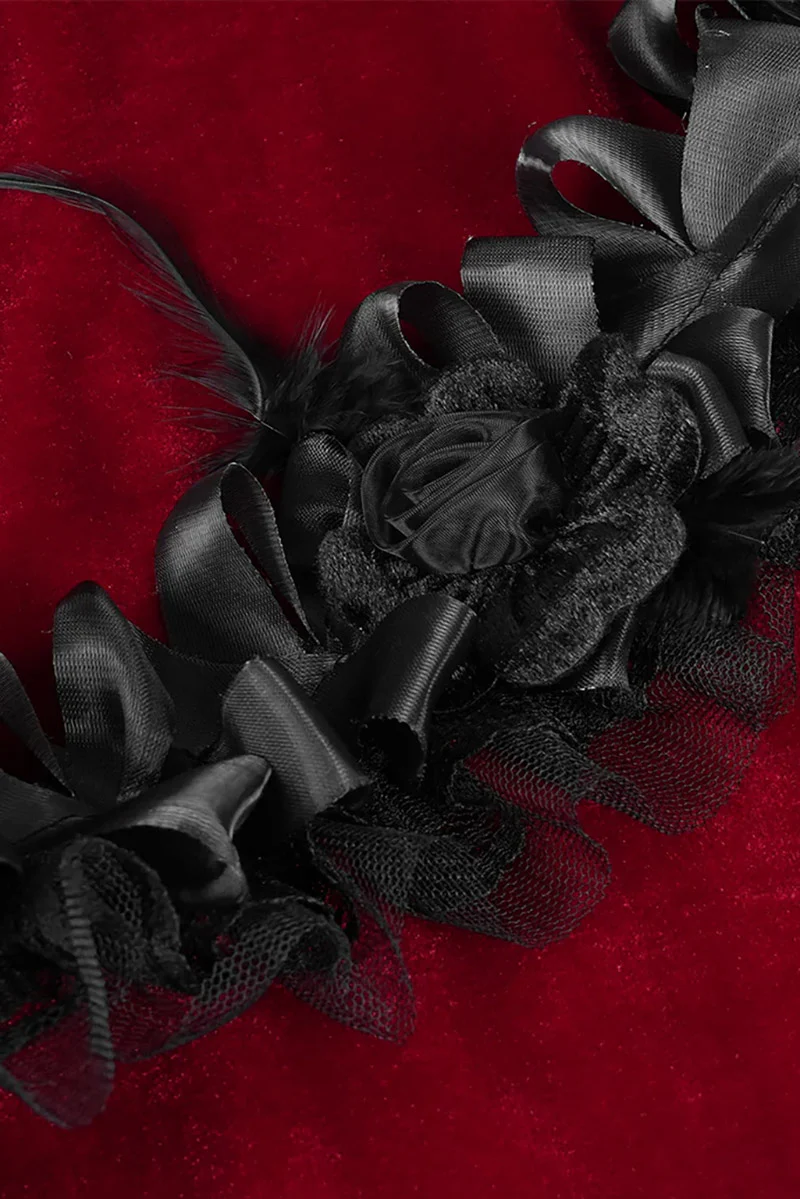 Queen of Tarts Red Velvet Ruffle Dress - Image 9
