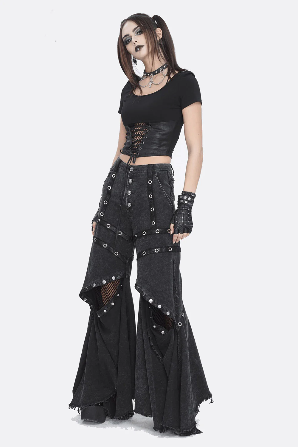Ragged Boho Goth Wide Leg Flares - Image 6