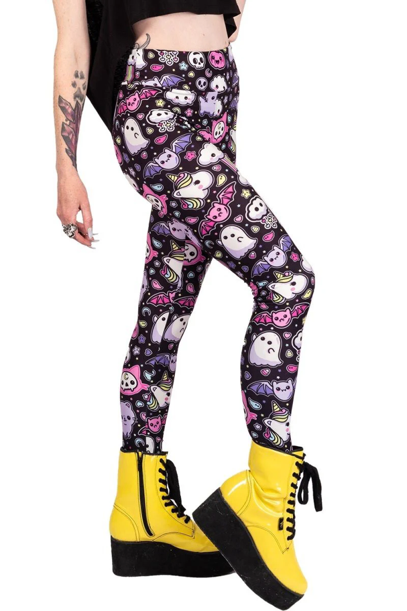 Rainbows And Unicorns Kawaii High Waist Leggings - Image 2