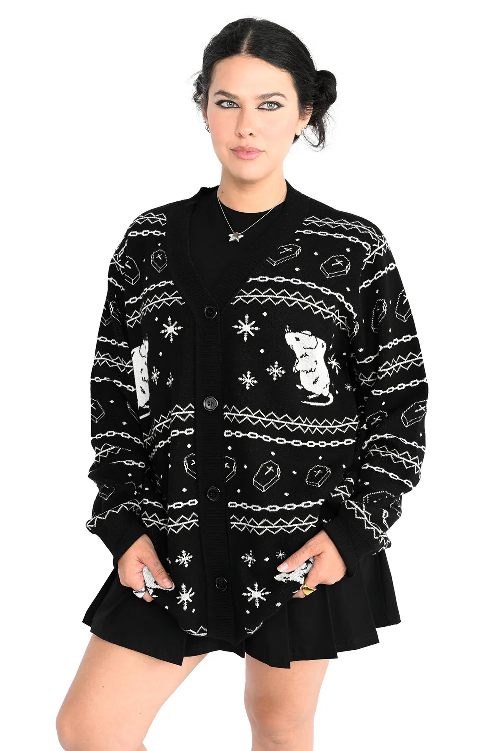Rat Button Up Holiday Cardigan - Image 2