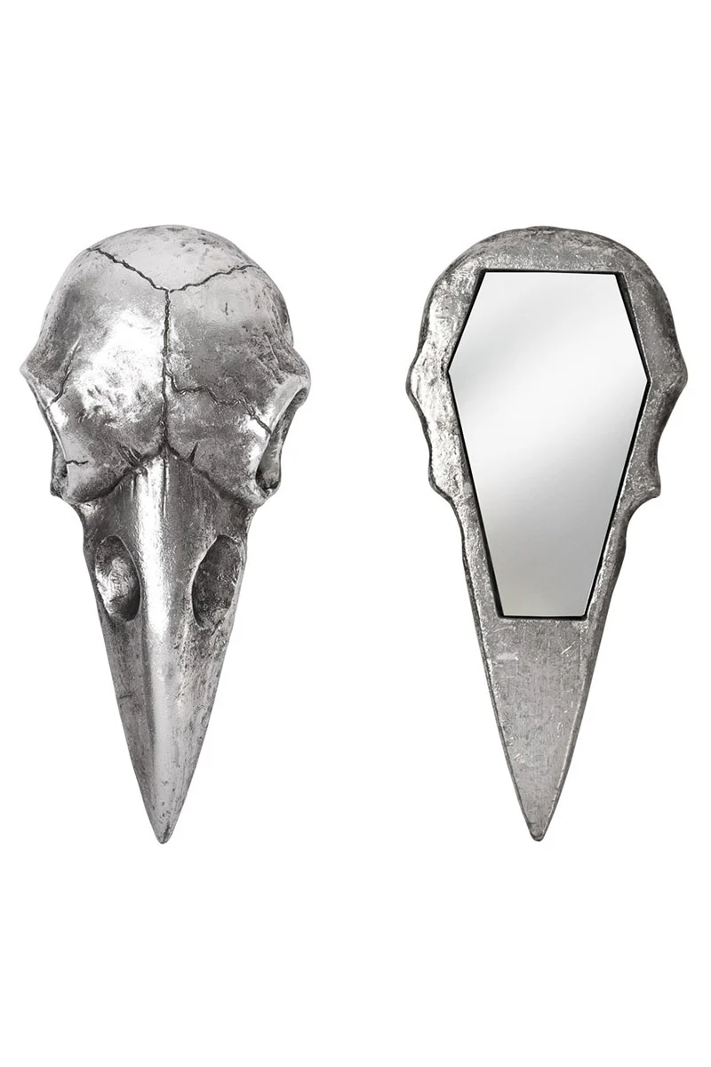 Raven Skull Hand Mirror [Antique Silver] - Image 4