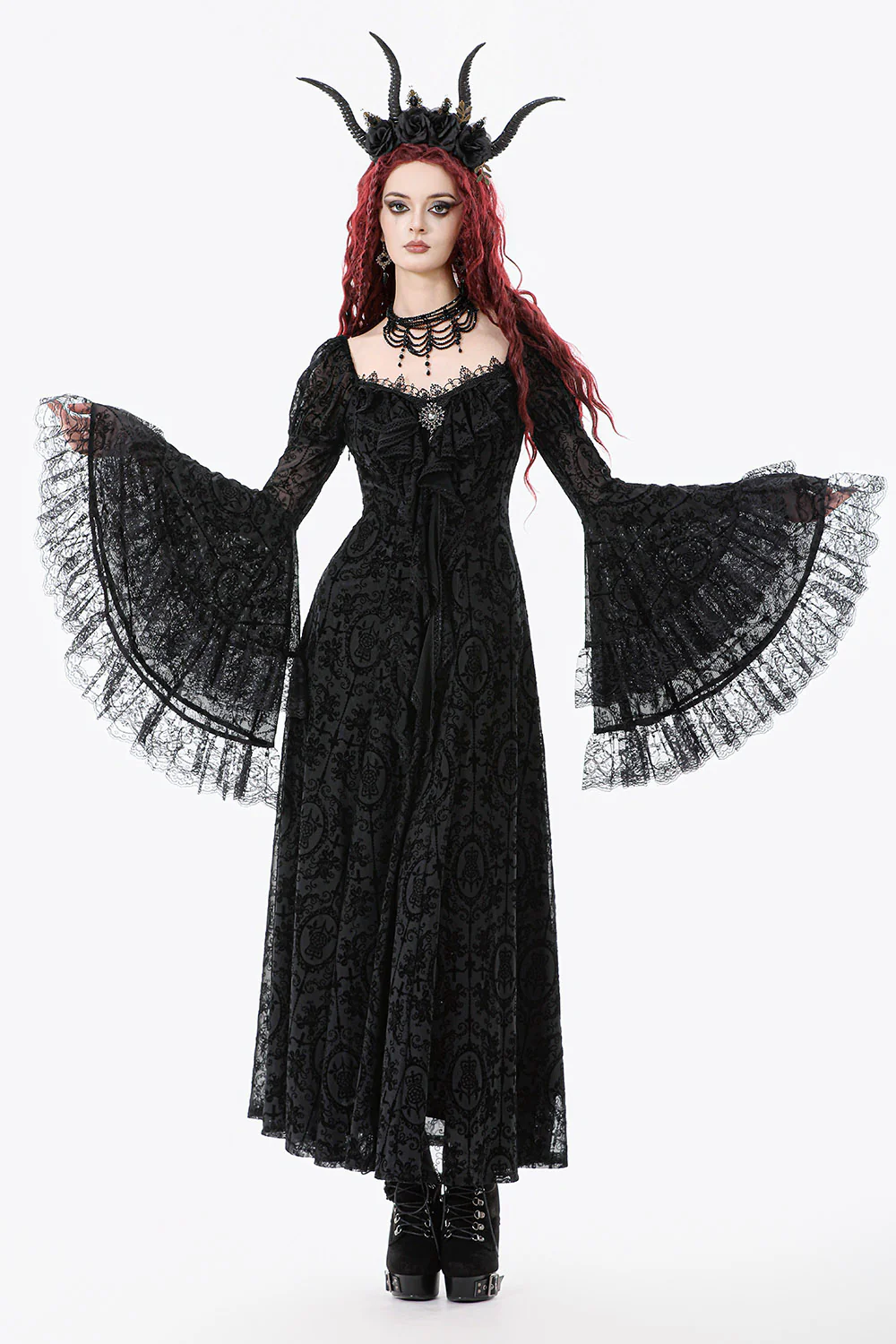 Ravencrest Layered Lace Sleeve Dress - Image 2