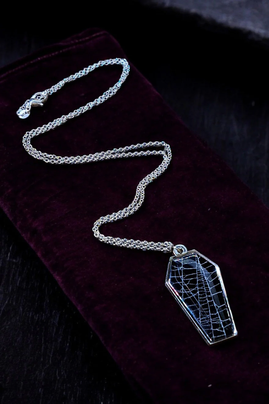 Real Spiderweb Coffin Necklace [Silver] - Image 4