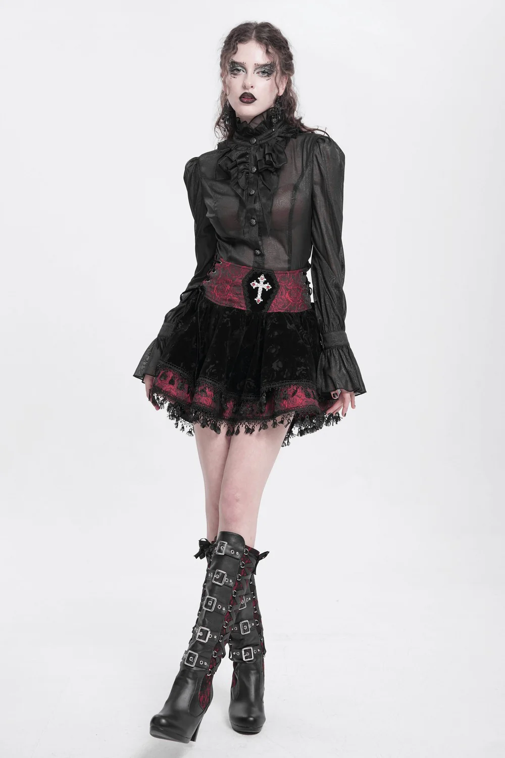 Regal Rosary Mini Skirt [Rose Red] - Image 2