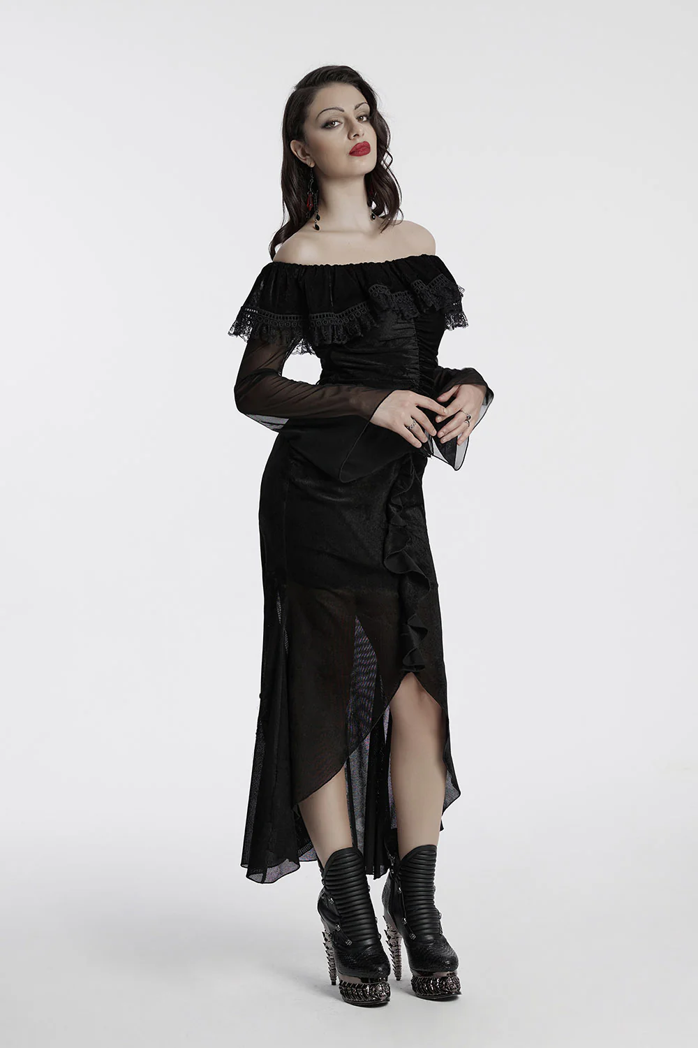 Reign Ruffled Mesh Off-the-Shoulder Dress - Image 4