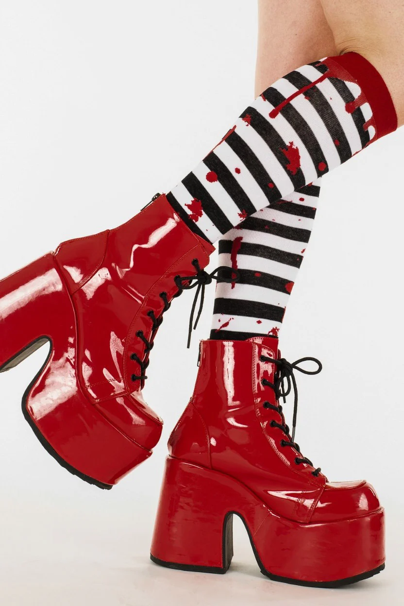 Sanguine Stripes Blood Splatter Knee High Socks - Image 12