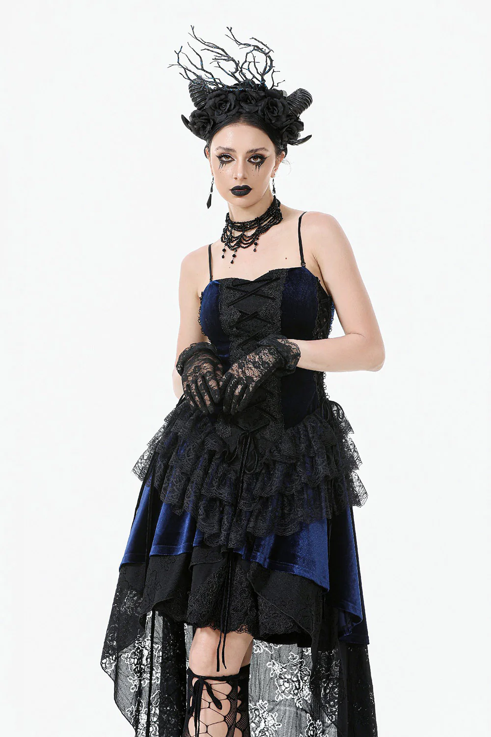 Sapphire Lace-Up Gown with Train - Image 8