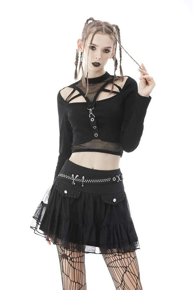 School Skullstice Mesh Mini Skirt - Image 2