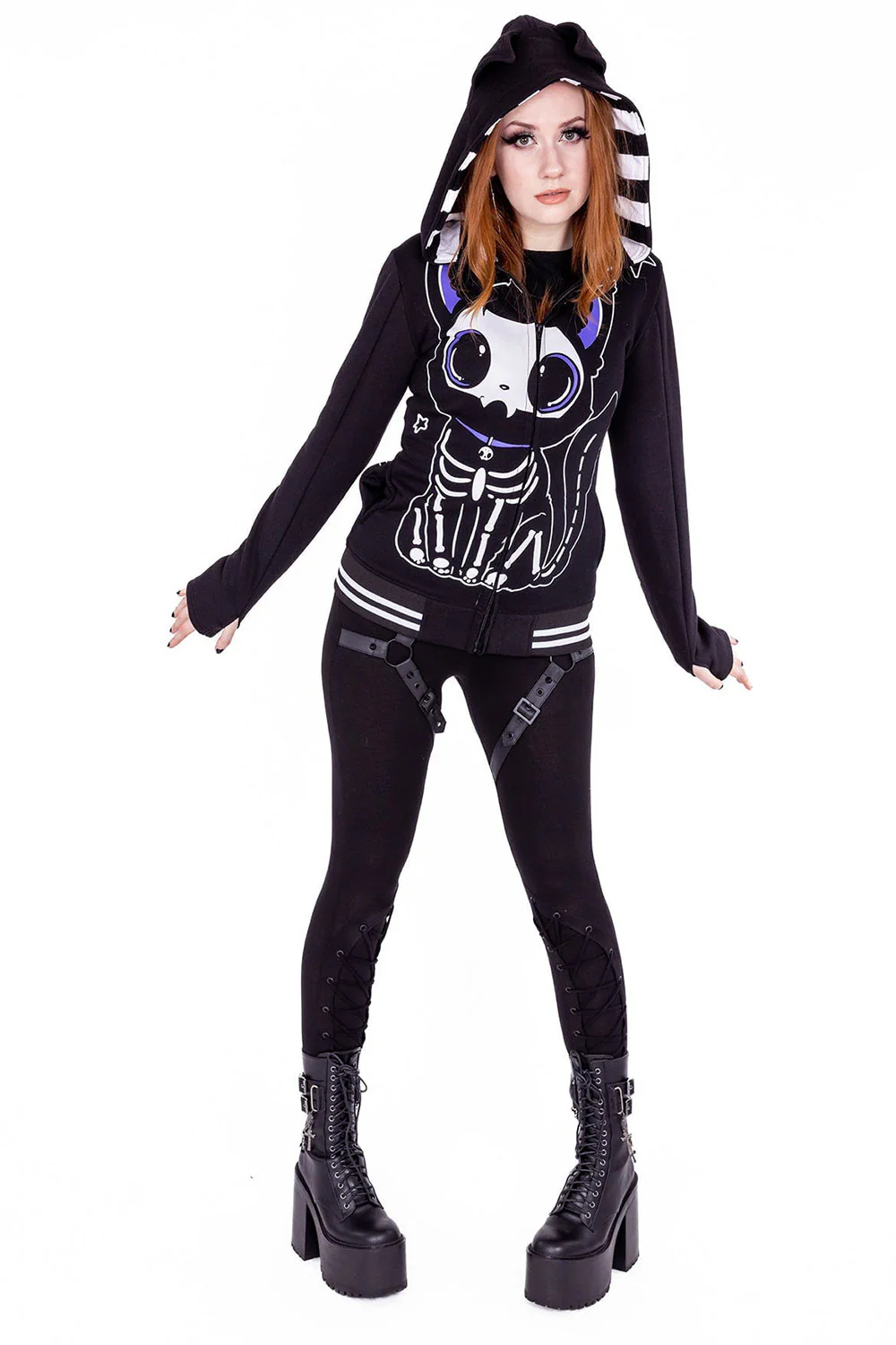 Skeleton Cat Hoodie [BLACK] - Image 4