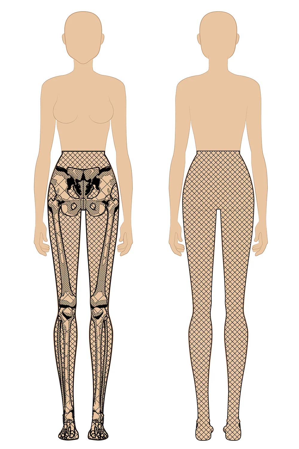 Skeleton Fishnet Tights - Image 2