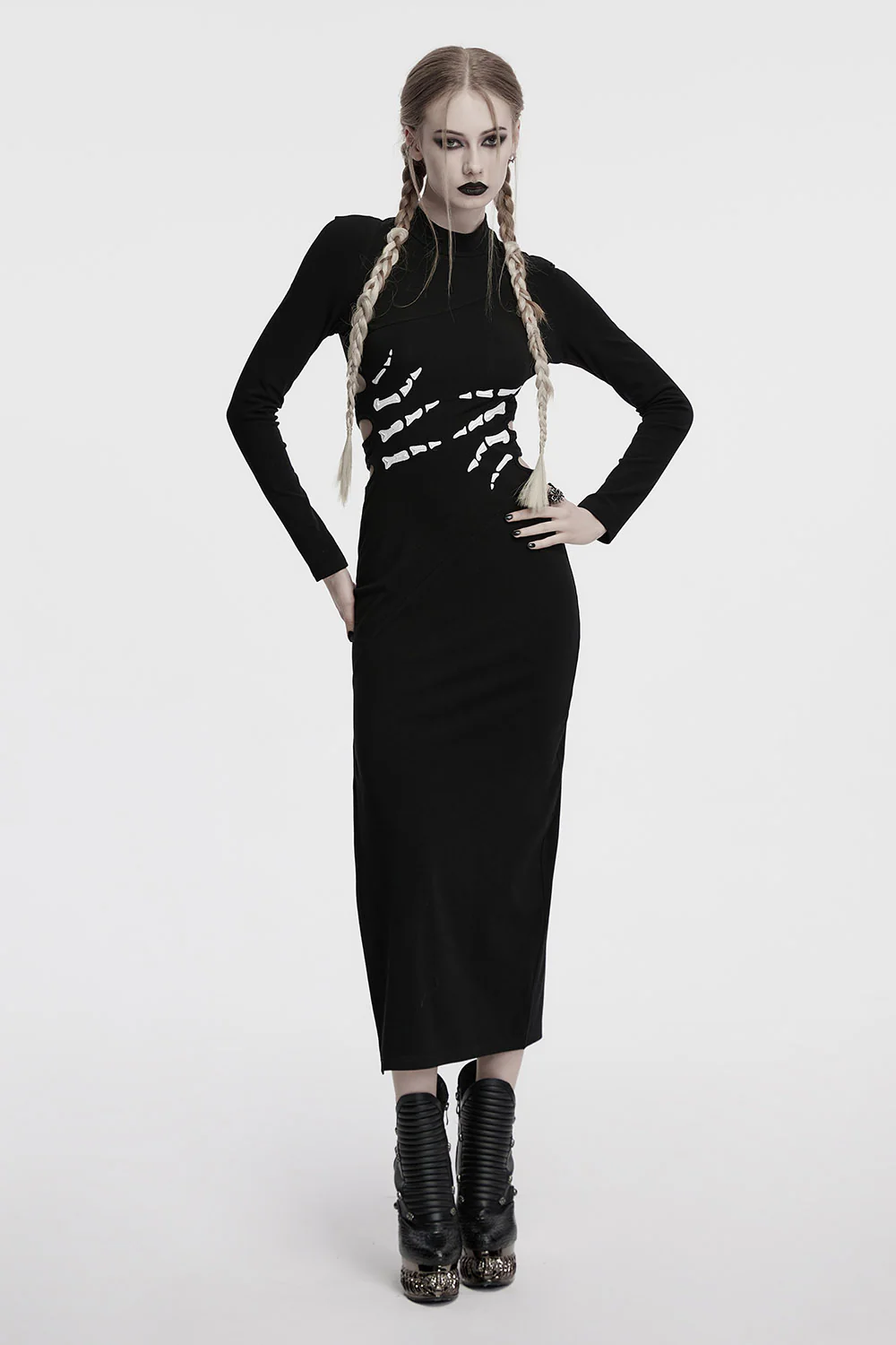 Skellington Hollow-Out Slit Dress - Image 6