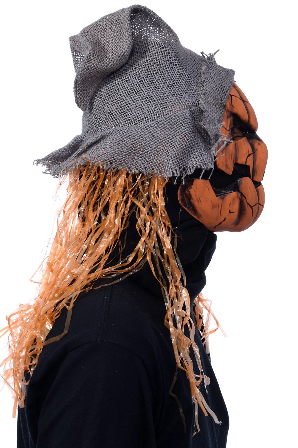 Smashing Jack-O-Lantern Scarecrow Latex Mask w/ Moving Mouth - Image 6