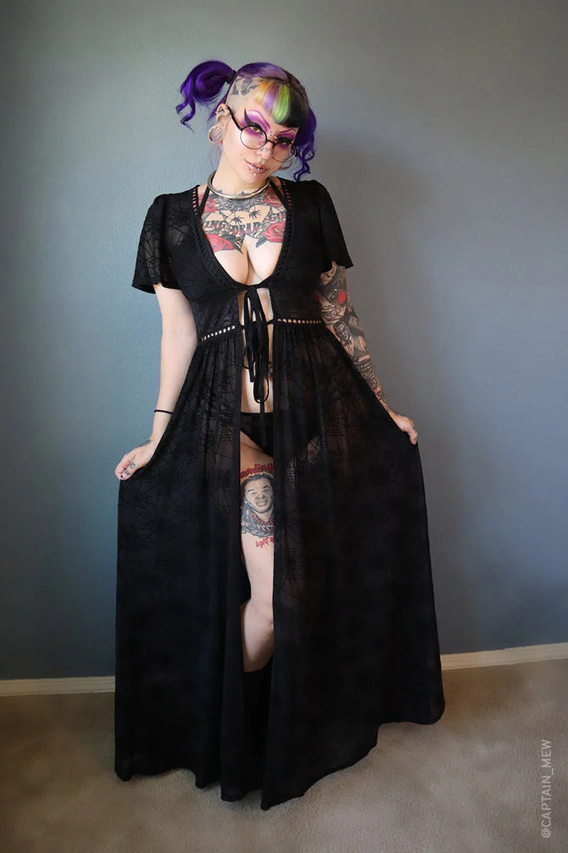 Spiderweb Mesh Kimono Dress - Image 6