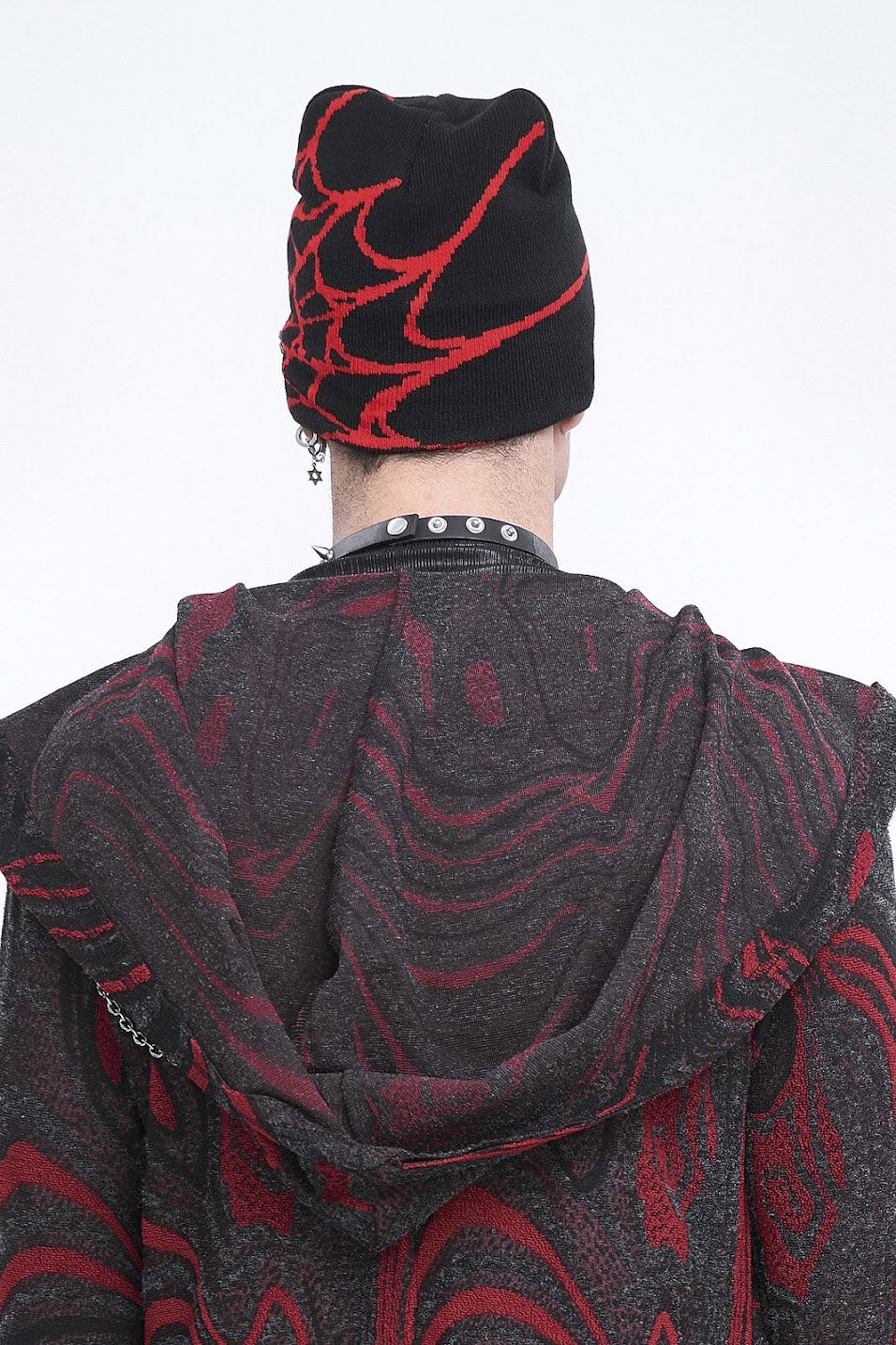 Spiked Spiderweb Beanie [RED/BLACK] - Image 4