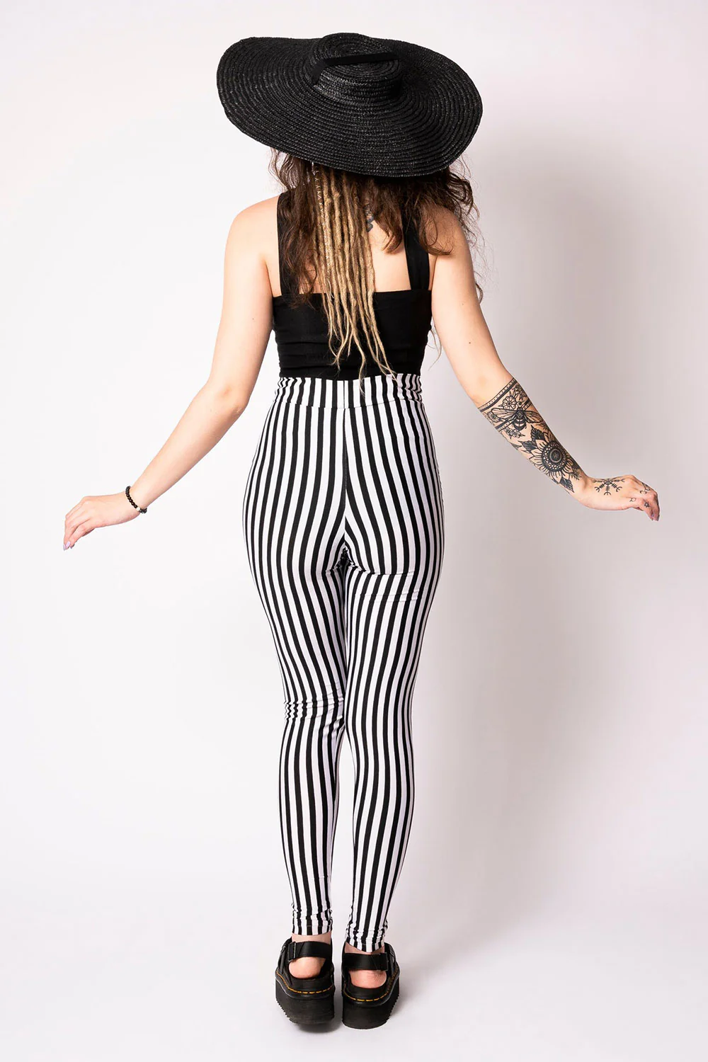 Sweet Sweet Bat Black/White Stripe Leggings - Image 6