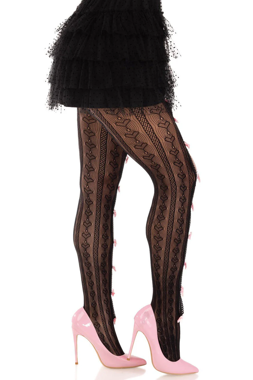 Sweetheart Striped Tights [BLACK/PINK] - Image 3