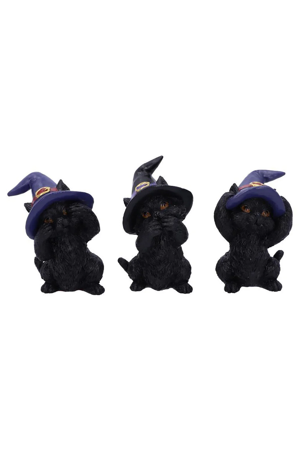 Three Wise Familiars See No Hear No Speak No Evil Black Cats Figurines - Image 2