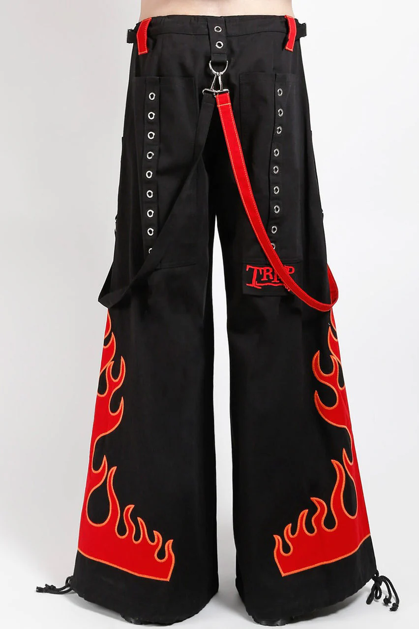 Tripp NYC Flame Dark Street Pants [BLACK/RED] - Image 4