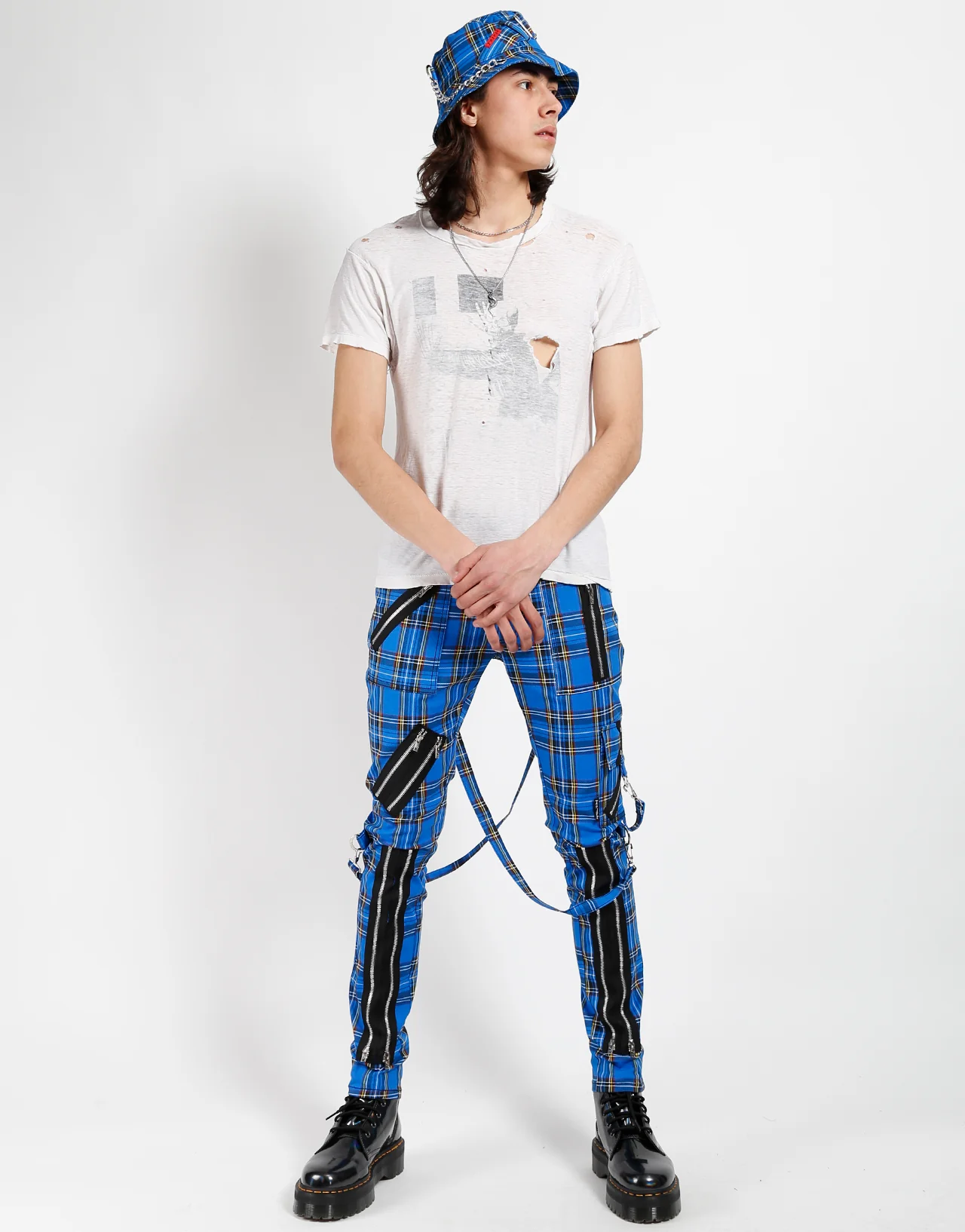 Tripp NYC Punk Bondage Pants [Blue Plaid] - Image 9