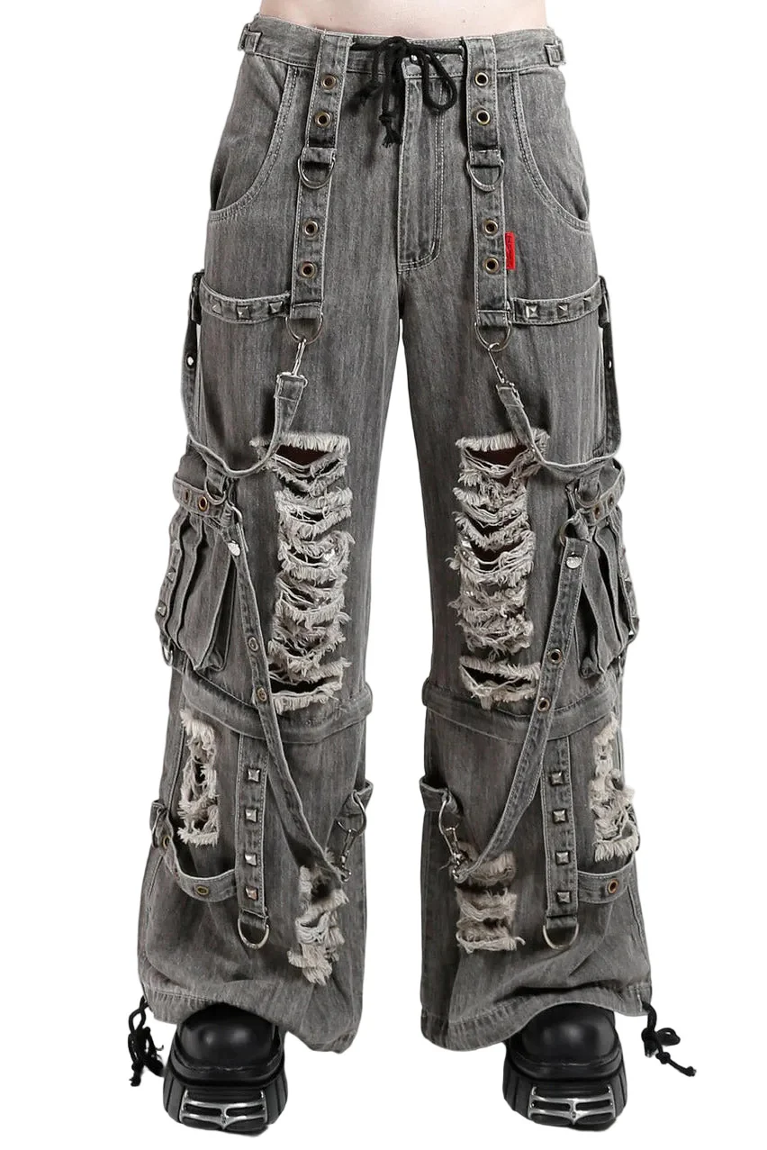 Tripp NYC Shredded Denim Strap Pants [BLACK DENIM]