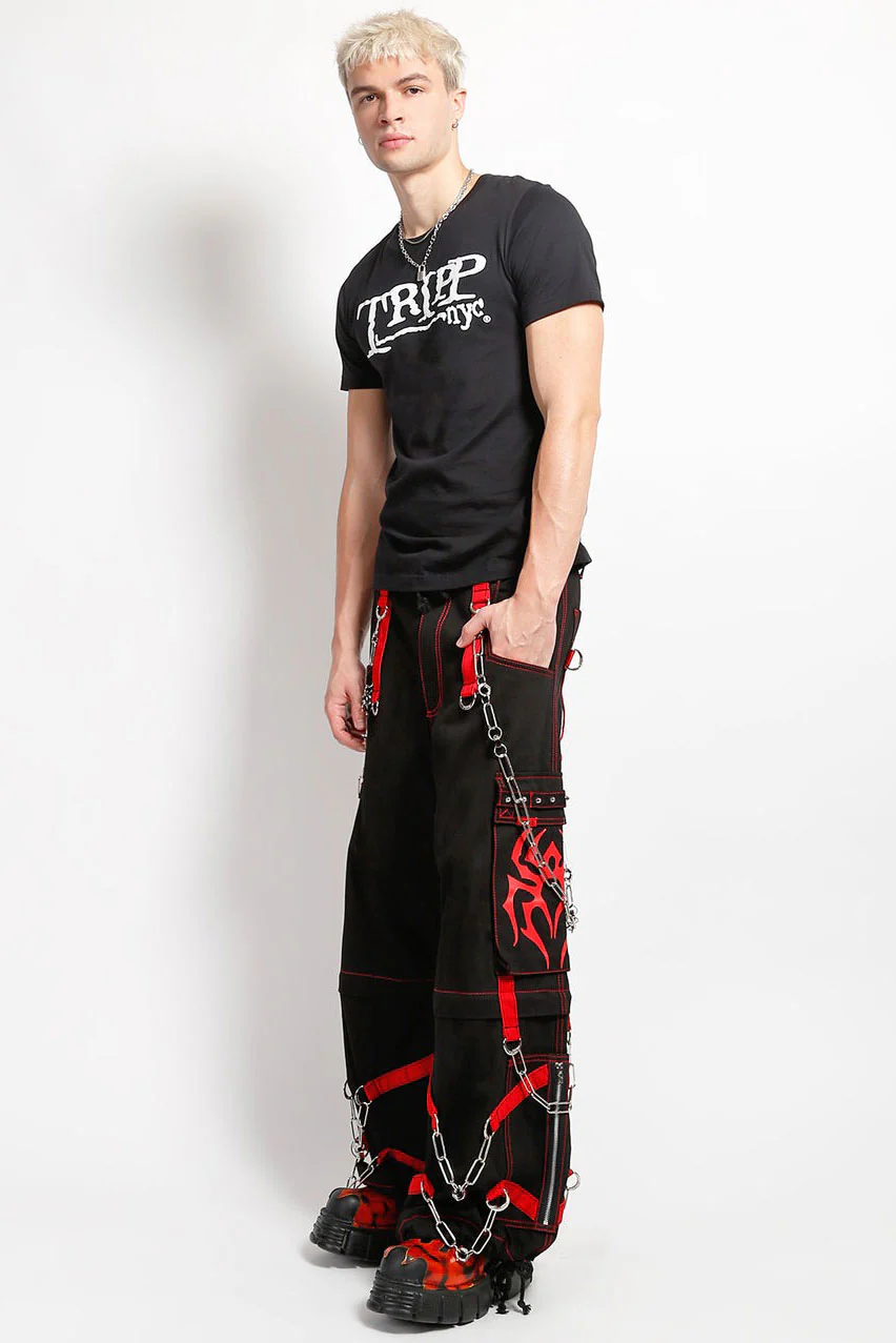 Tripp NYC Spider Zip Off Pants [BLACK/RED] - Image 4