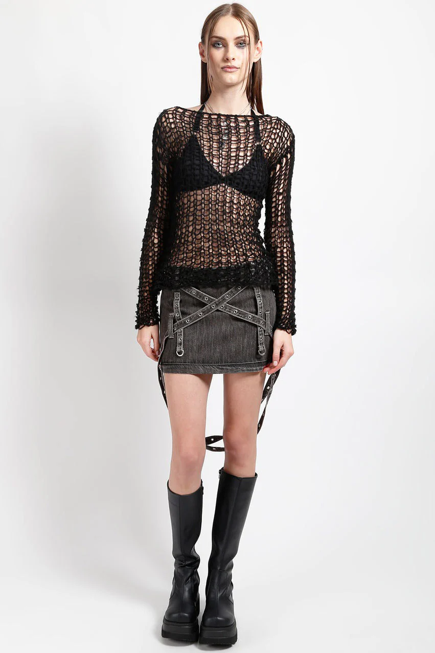 Tripp NYC Triple Zip Off Skirt [Black Denim] - Image 8