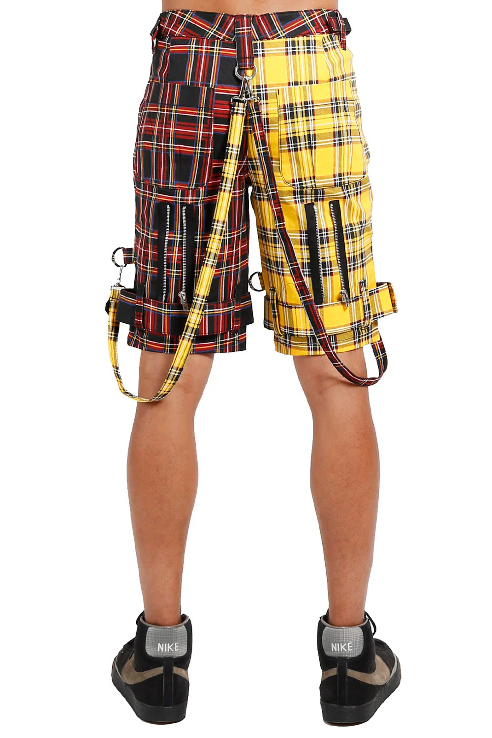 Tripp Split Bondage Shorts [Black/Yellow Plaid] - Image 4