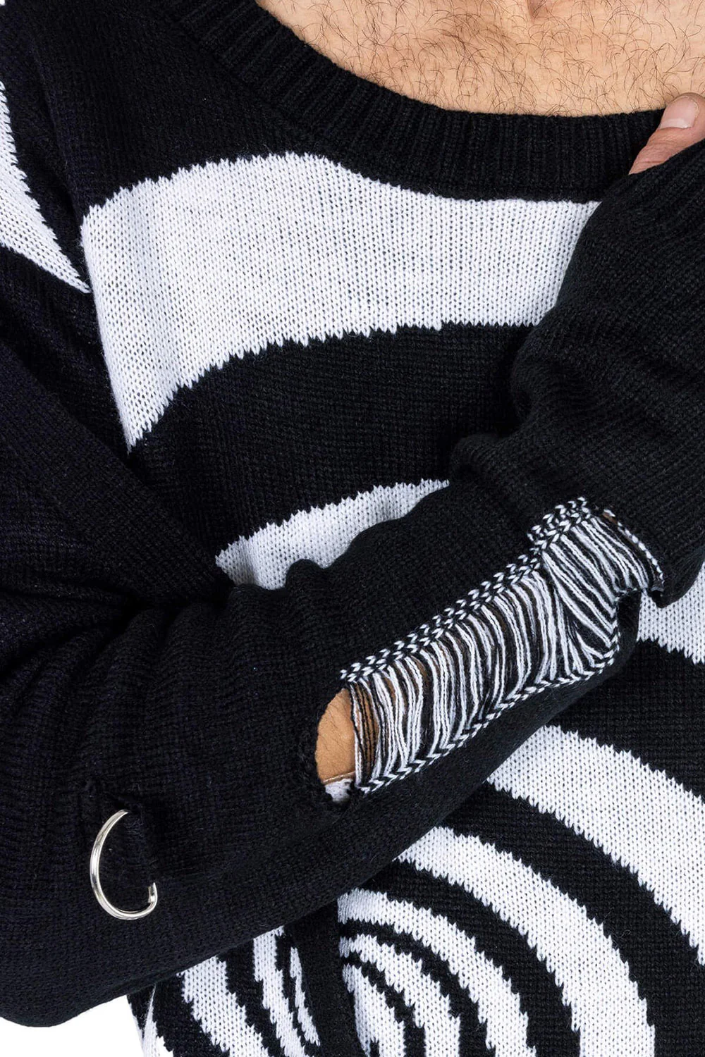 Unisex Spiral Jumper Sweater [Black/White] - Image 8