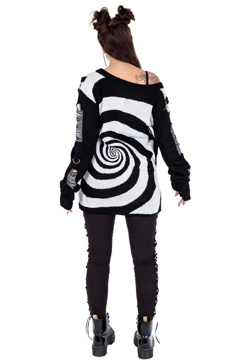 Unisex Spiral Jumper Sweater [Black/White] - Image 9