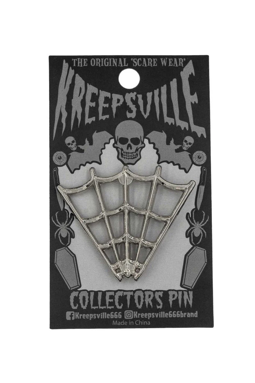 V Spider Web Tip Chrome Pin - Image 2