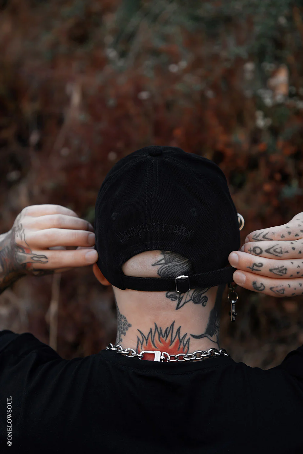 Vampire Bat Pierced Baseball Cap [Black] - Image 10