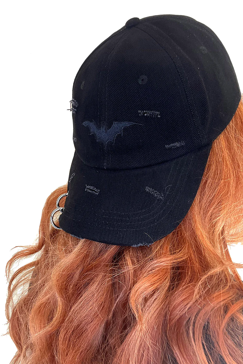 Vampire Bat Pierced Baseball Cap [Black] - Image 24