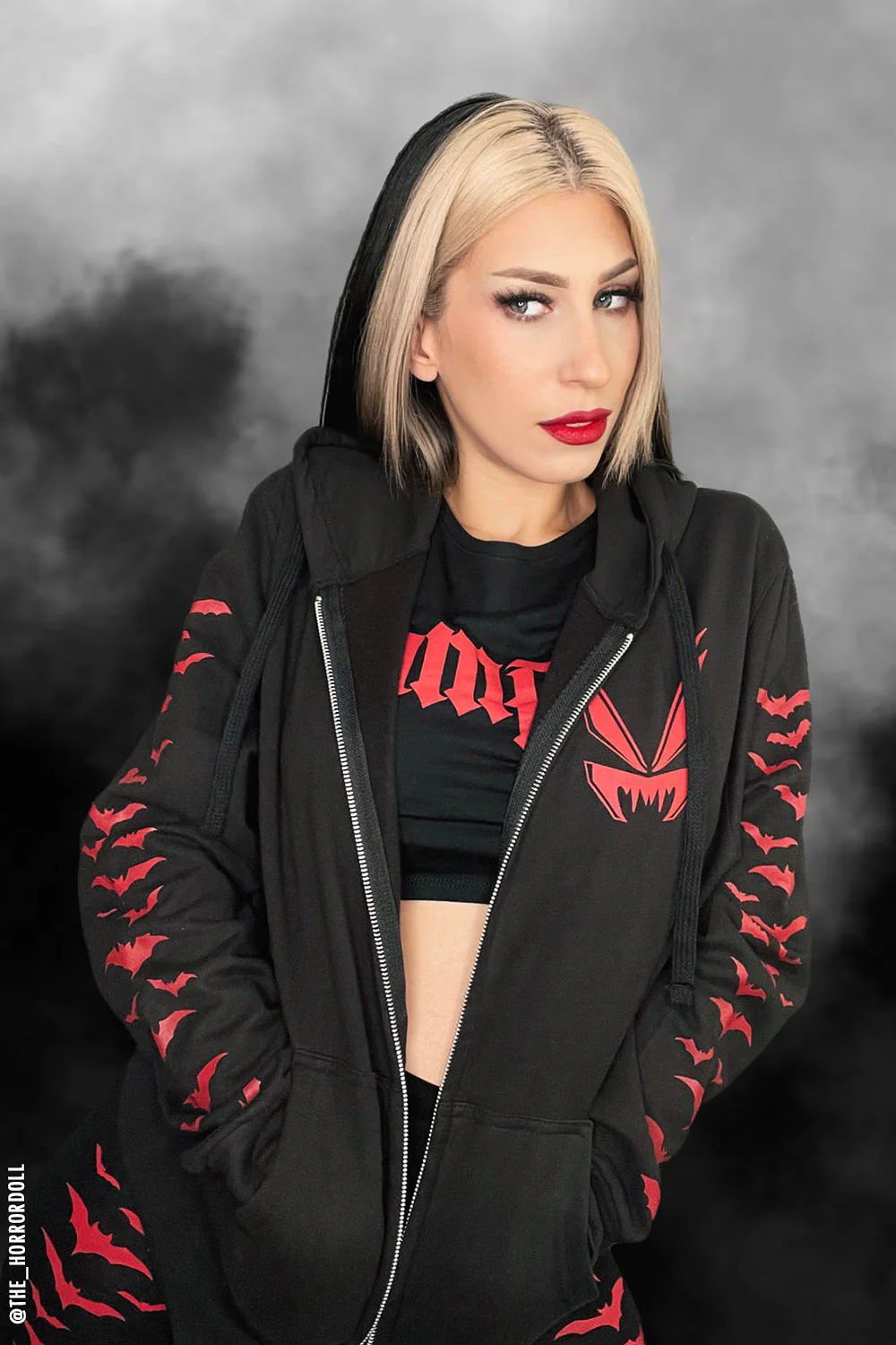 Vampire Castle Hoodie w/ Bat Sleeves [BLOOD RED] - Image 9