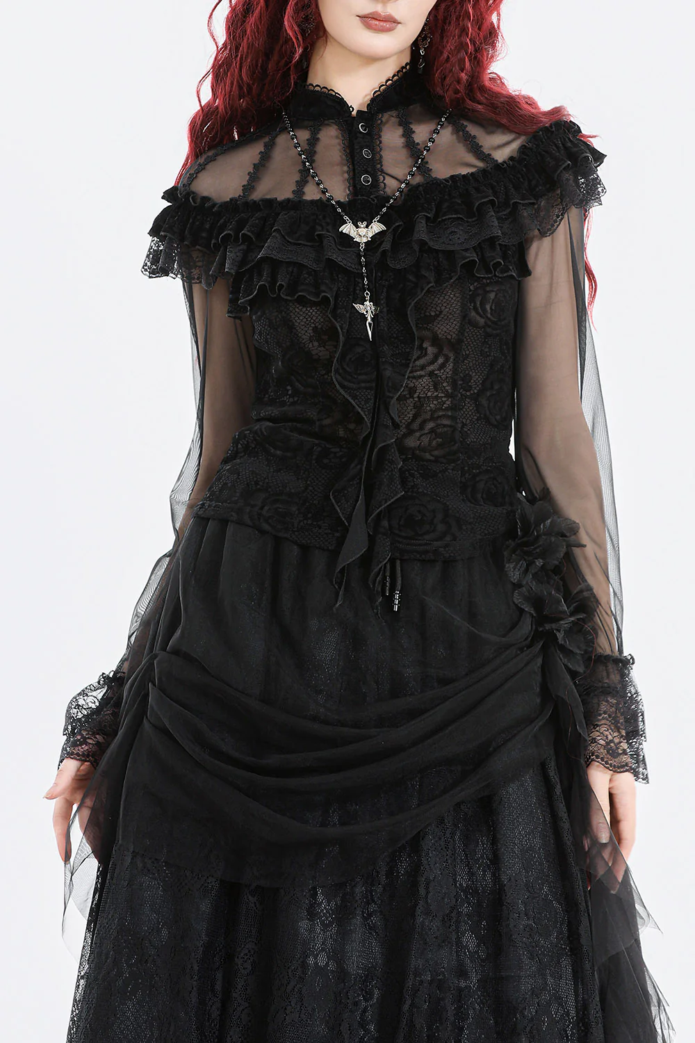 Vampirism Long Sleeve Ruffled Top - Image 2
