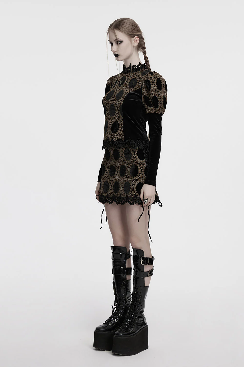 Victorian Shadows Embroidered Skirt [Black/Copper] - Image 5
