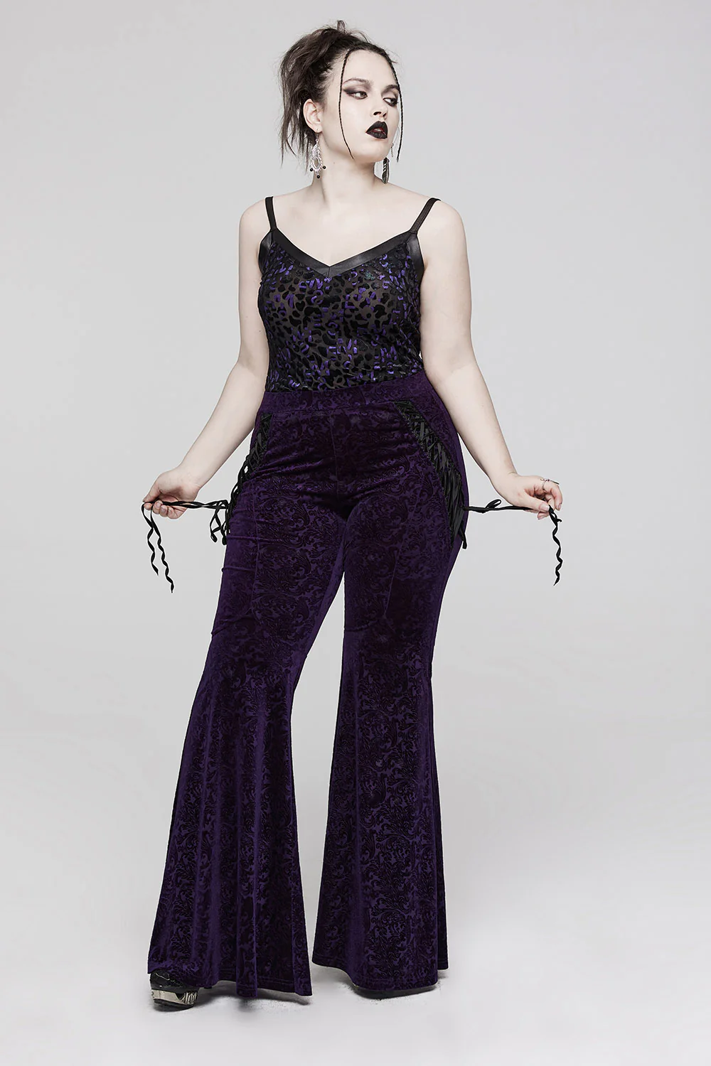 Violet Velvet Bell Bottoms [PURPLE] - Image 2