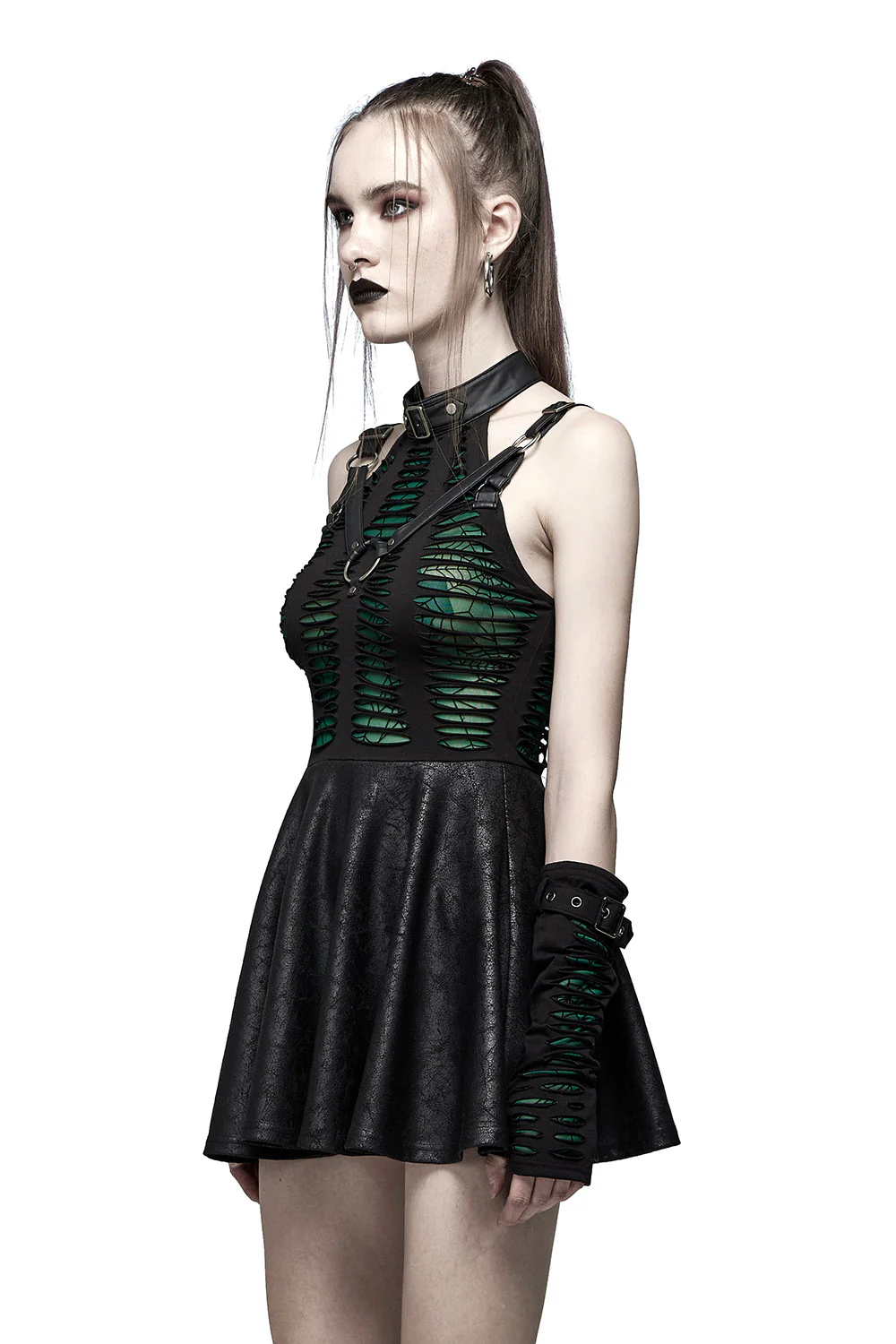 Webbed Skater Dress [GREEN] - Image 2