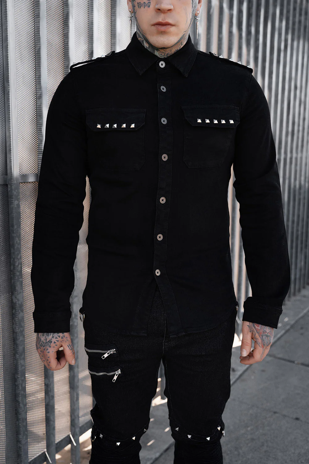 Wreckage Studded Shoulder Shirt - Image 2