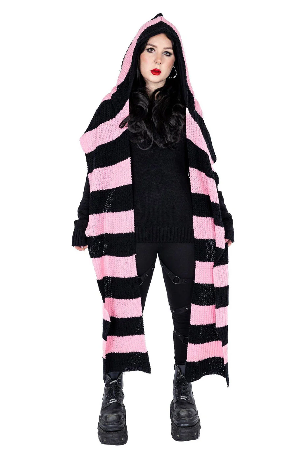 Zenni Hooded Scarf [BLACK/PINK] - Image 2