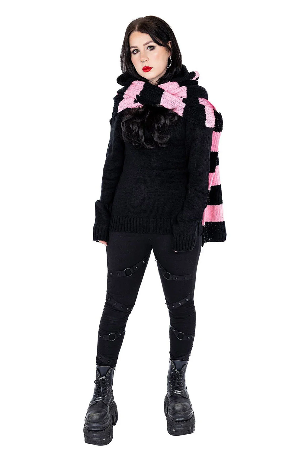 Zenni Hooded Scarf [BLACK/PINK] - Image 5
