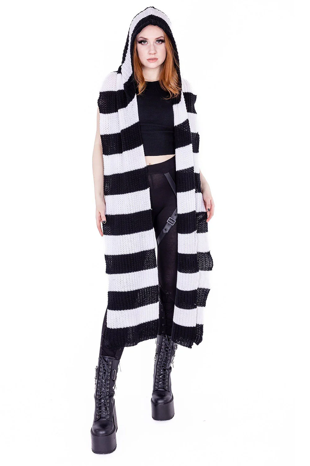 Zenni Hooded Scarf [BLACK/WHITE] - Image 3