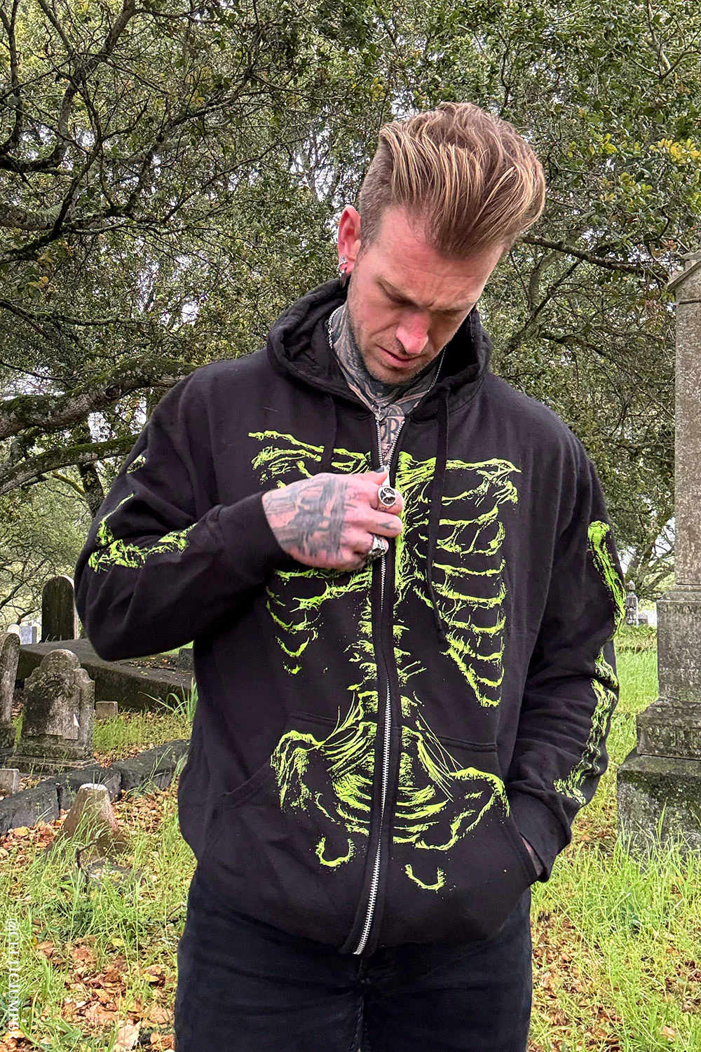 Zombie Rot Skeleton Hoodie [Monster Green] - Image 11